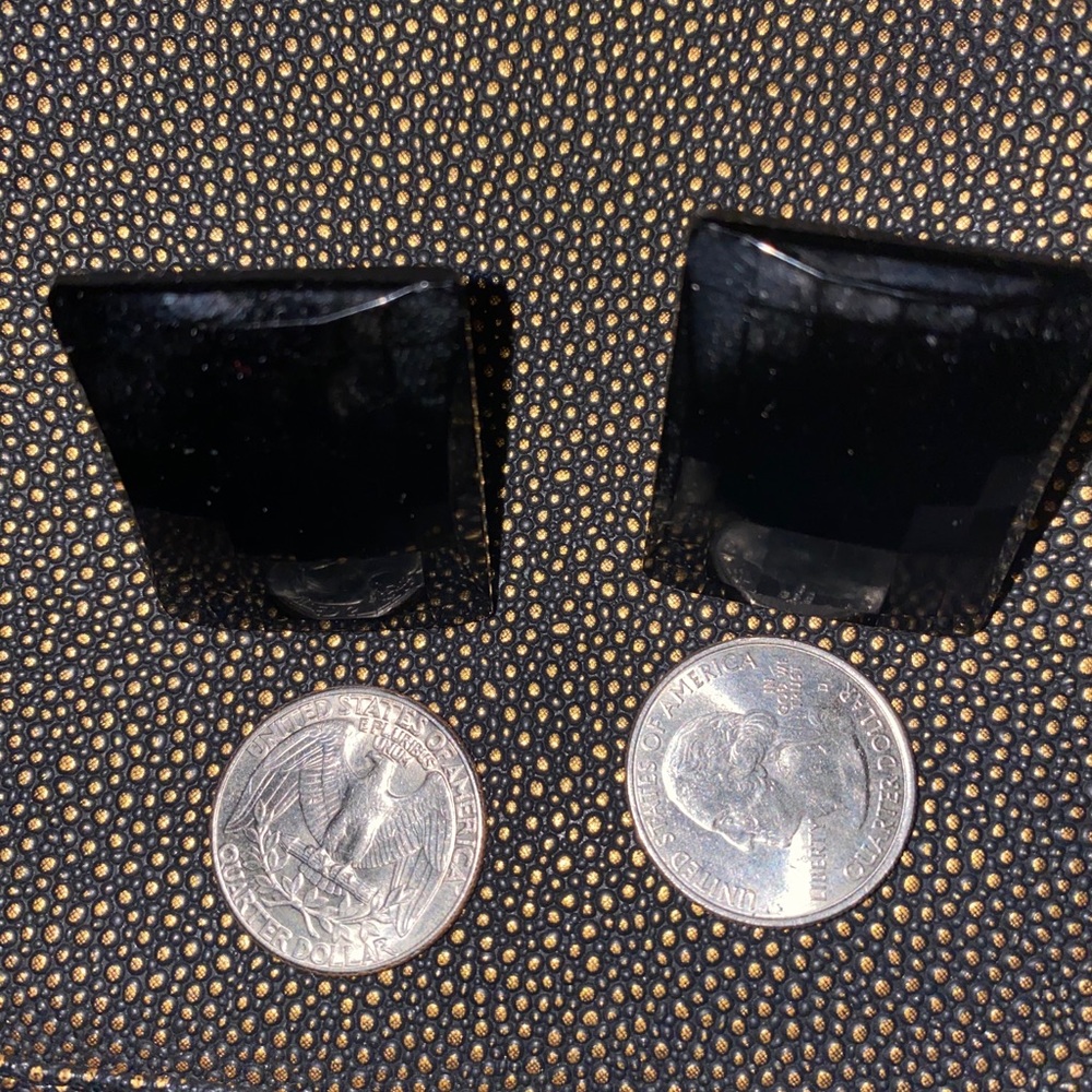 Vintage Rectangular Clip On Earrings In Black - image 3